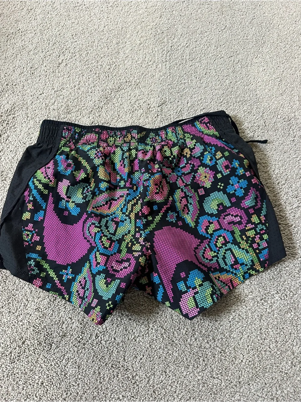 Nike Women's Multicolor Floral-Print Athletic Shorts - Black Trim